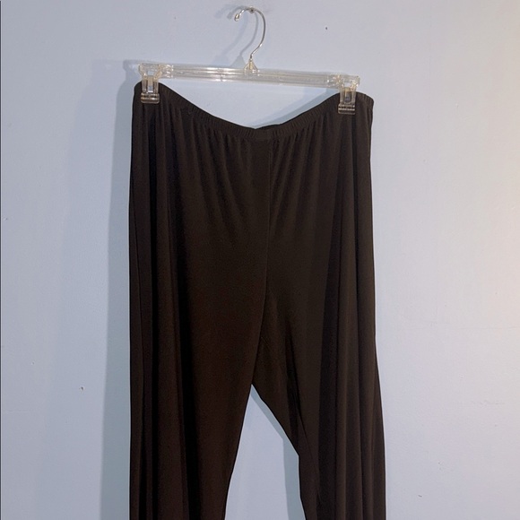Elegant Brown Women's Pants plus wide leg elastic waist size 18 firm - Picture 1 of 6